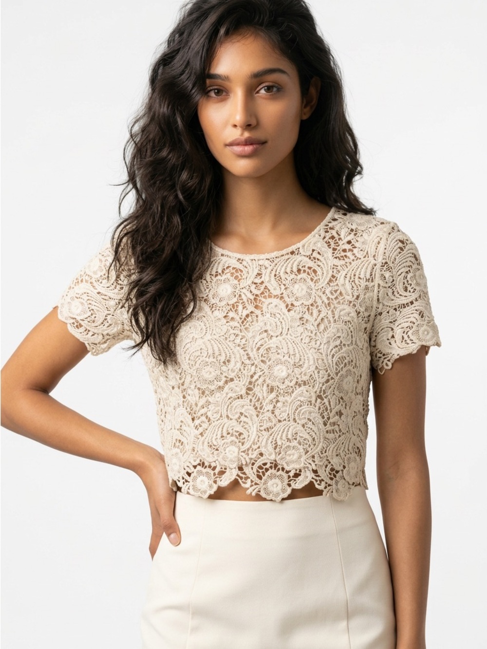 Express vintage y2k crochet lace‎ crop top  Size Small